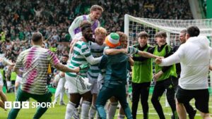 Read more about the article Celtic v Hearts title decider not abandoned after pitch invasion – SPFL