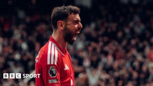 Read more about the article Manchester United 3-2 Nottingham Forest: Bruno Fernandes equals Premier League assist record as hosts win